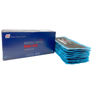 Parche radial Rema Tip Top 122 TL para reparación profesional de llantas, con empaque azul.
