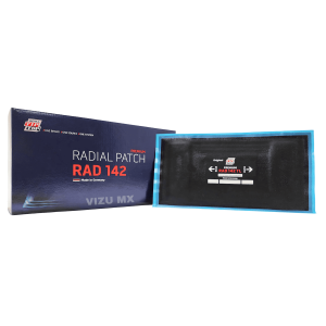 Parche radial Rema Tip Top 142 TL para reparación profesional de llantas, con empaque azul.