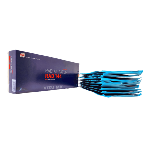 Parche radial Rema Tip Top 144 TL para reparación profesional de llantas, con empaque azul.
