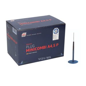 Caja de plugs Rema Tip Top Minicombi A4, 5 para reparación profesional de llantas, con piezas mostradas al frente.