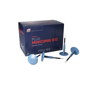 Caja de plugs Rema Tip Top Minicombi B10 para reparación profesional de llantas, con piezas mostradas al frente.