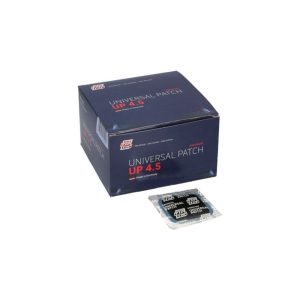Caja de parches Rema Tip Top Universal UP 4.5 con un parche individual al frente